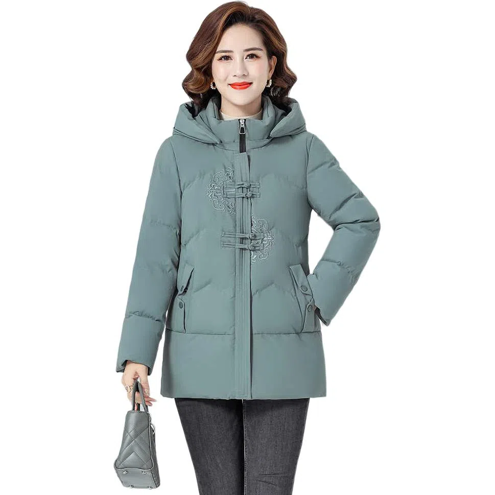 鸭鸭 纯色时尚休闲连帽简约舒适通勤长袖羽绒服 女款