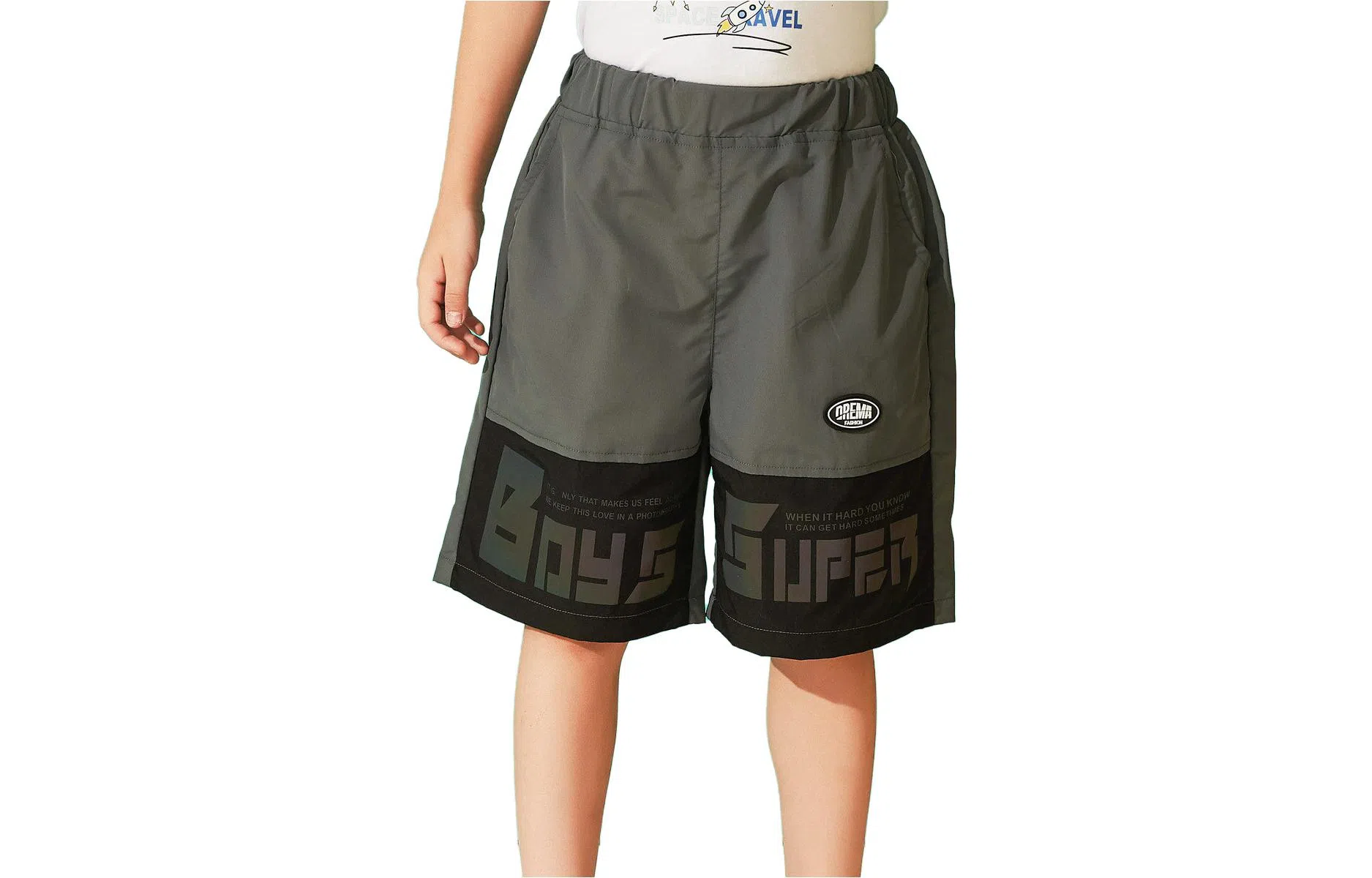 十月妈咪 童装 字母印花松紧腰儿童短裤 男童