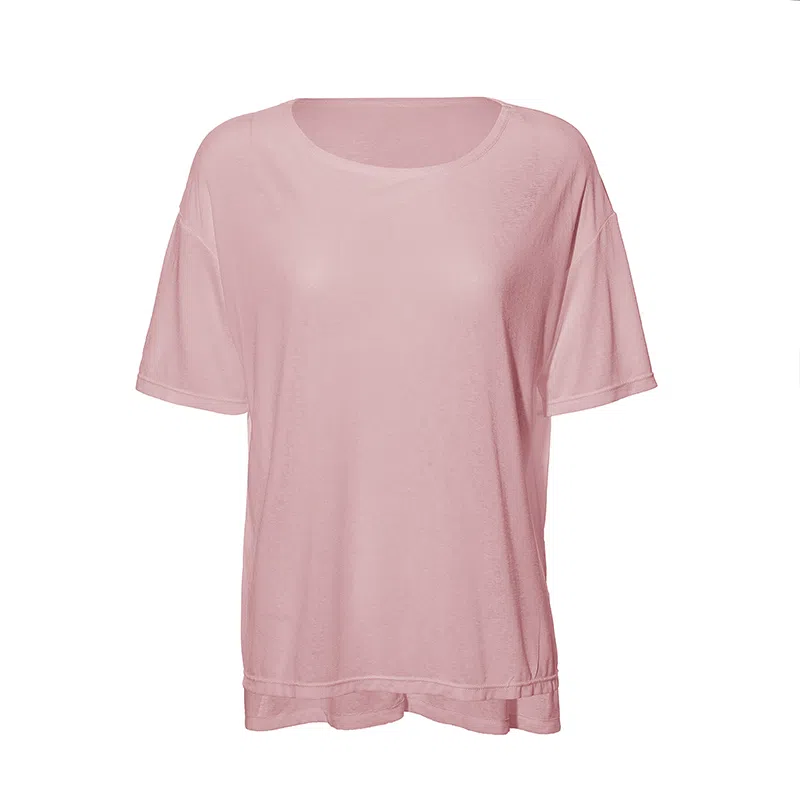 达兹 纯色落肩宽松瑜伽透气跑步短袖健身衣 女款