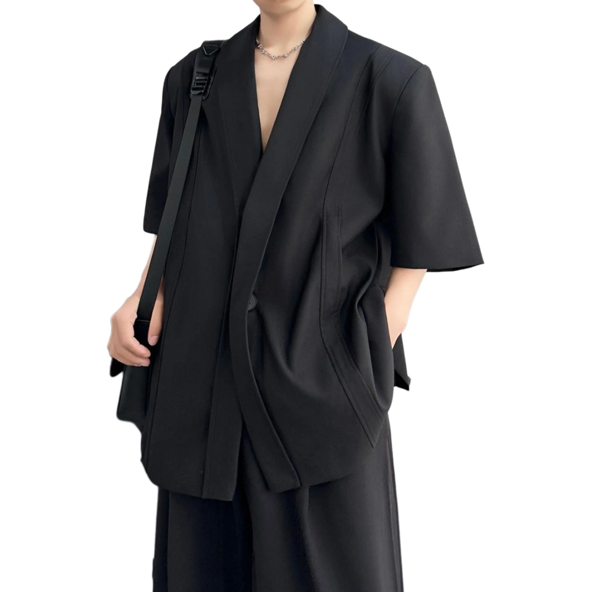 高级感小众禁欲系潮牌纯色透气百搭短袖西装 男女同款