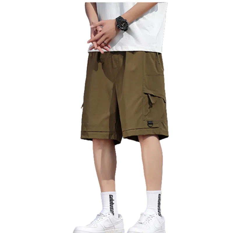 北极绒 时尚舒适潮流裤子运动五分裤薄款宽松户外速干冰丝潮牌休闲短裤 男款