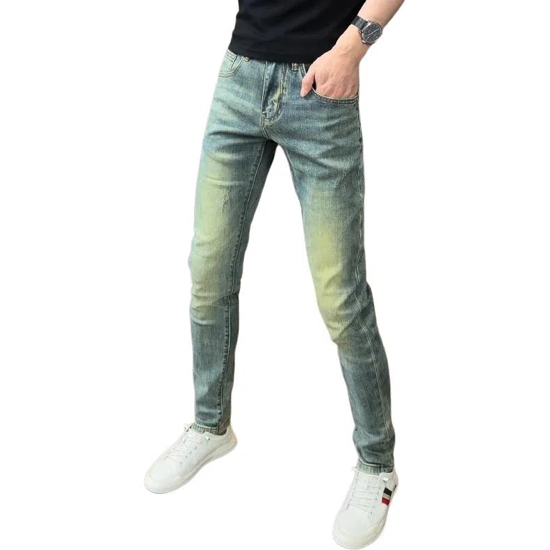 吉肯蒂 春夏季男士潮流复古修身弹力小脚牛仔裤 男款