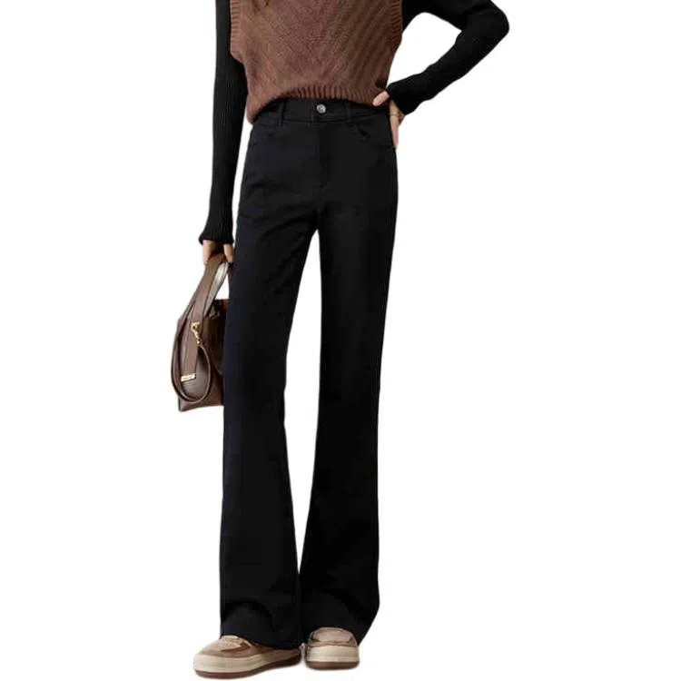 娅丽达 纯色高腰拉链简约舒适牛仔裤 女款