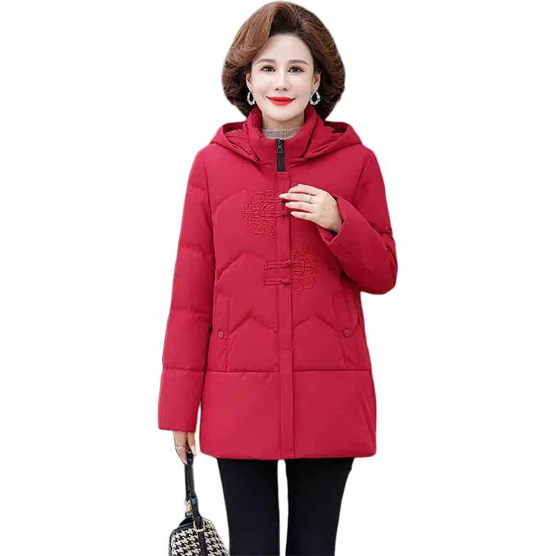 鸭鸭 纯色时尚休闲连帽简约舒适通勤长袖羽绒服 女款