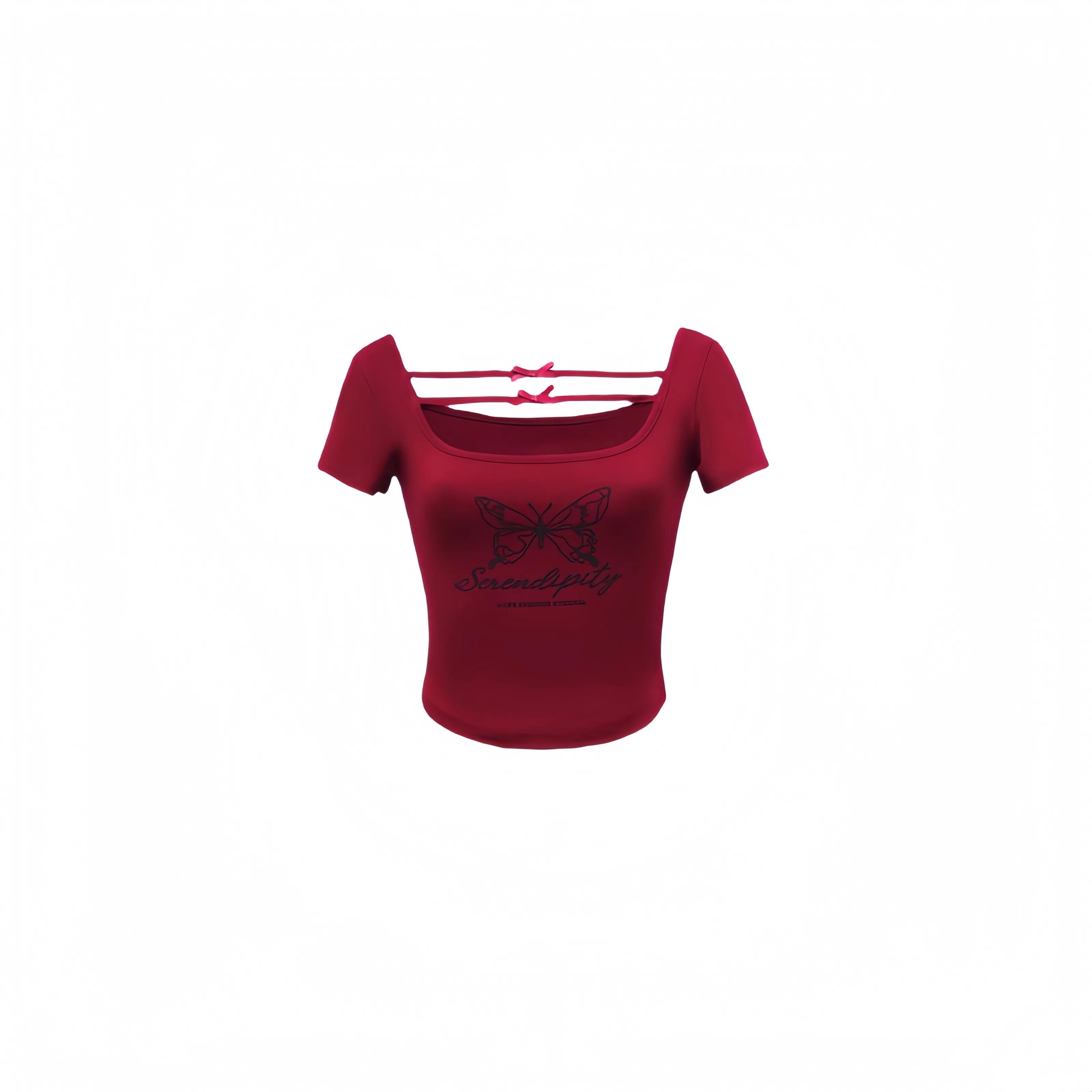 YGPRW U-Neck Bow Print Tee