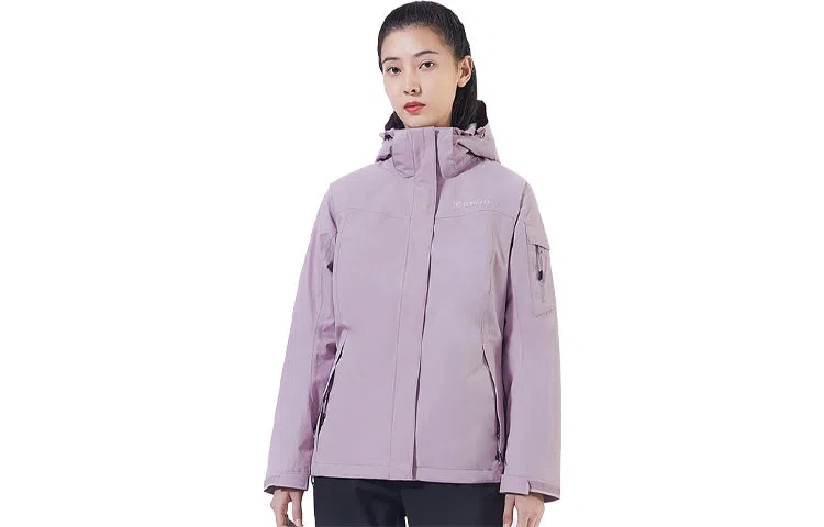 探路者 拼色可拆卸防风防水三合一冲锋衣 女款