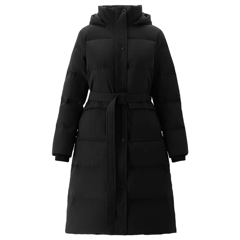 佐丹奴 腰带收腰连帽梭织长款羽绒服 女款