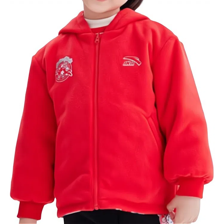 安踏儿童 拉链连帽双面穿运动外套夹克 儿童款 红色