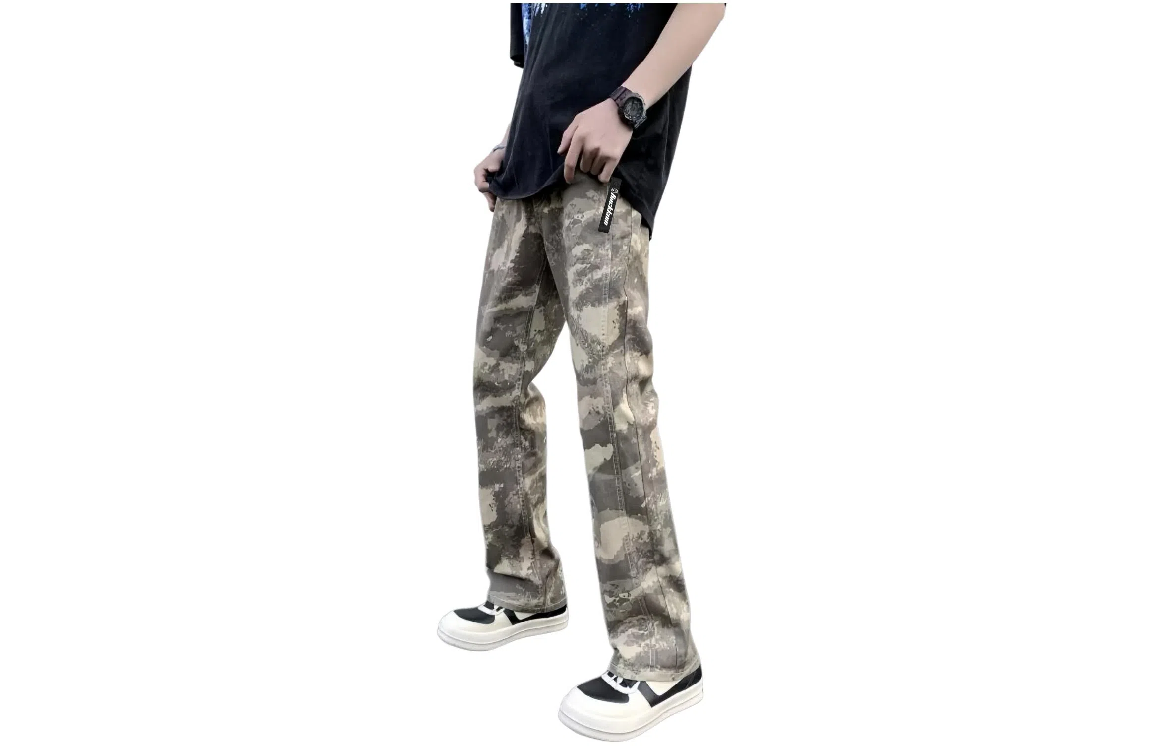 大卫贝肯 美式品牌吊坠高街宽松直筒拼接中性机能长裤百搭户外牛仔裤 男女同款