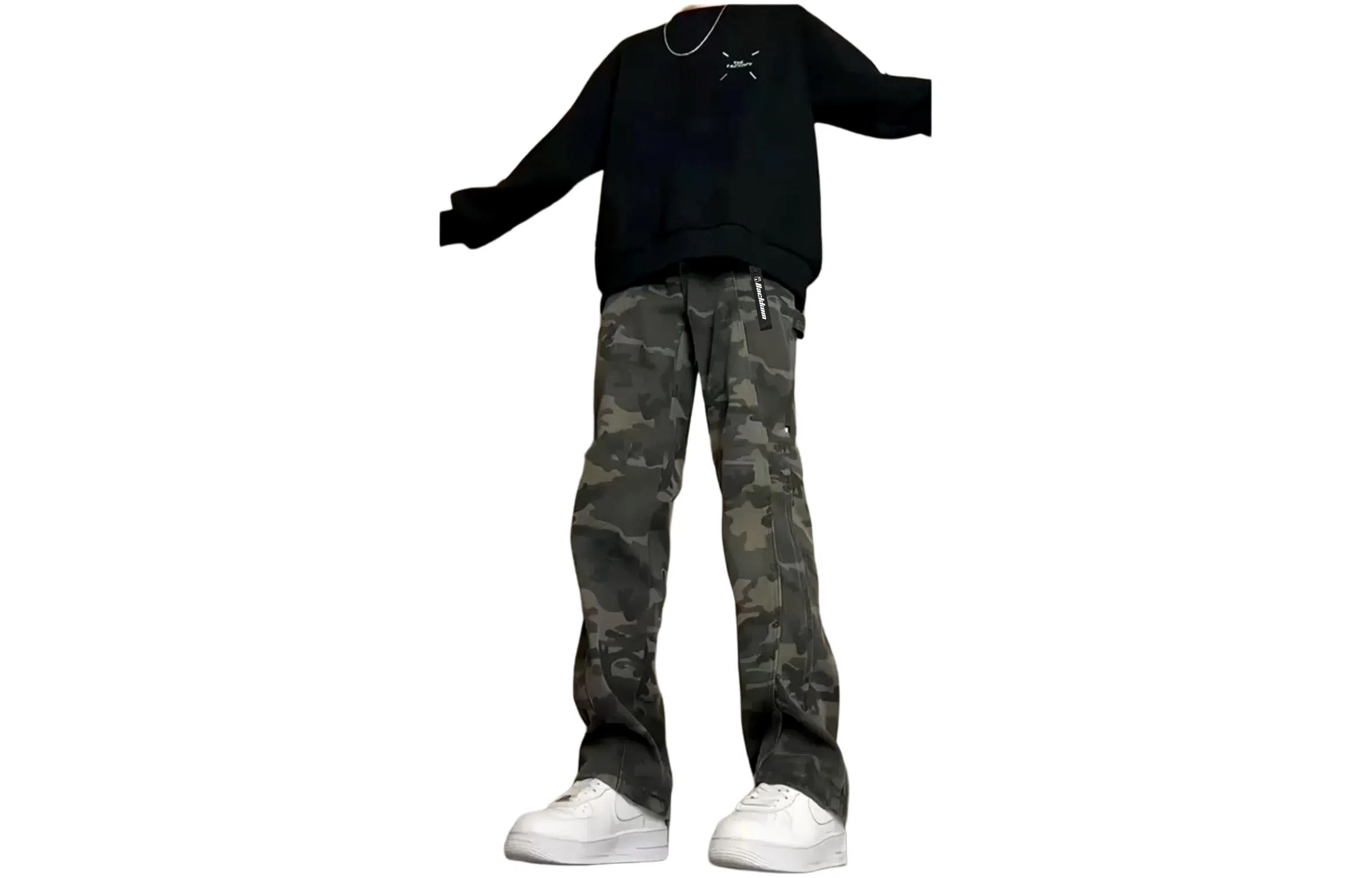 大卫贝肯 美式品牌吊坠高街宽松直筒拼接中性机能长裤百搭户外牛仔裤 男女同款