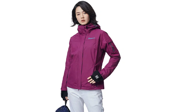 探路者 拼色可拆卸防风防水三合一冲锋衣 女款