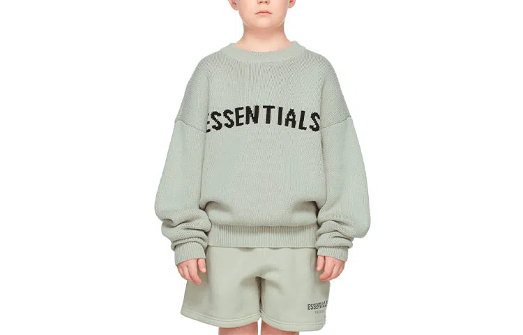 Fear of God Essentials FW21 Kids GreenConcrete Pullover Sweater Logo