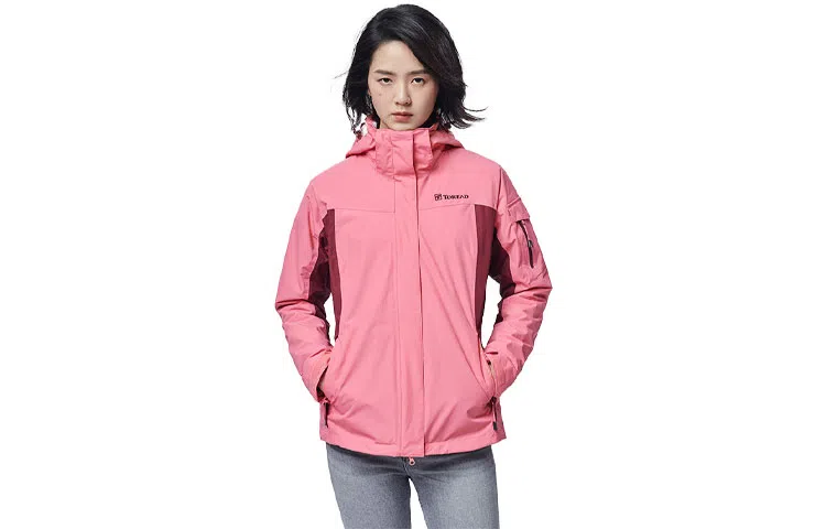 探路者 拼色可拆卸防风防水三合一冲锋衣 女款