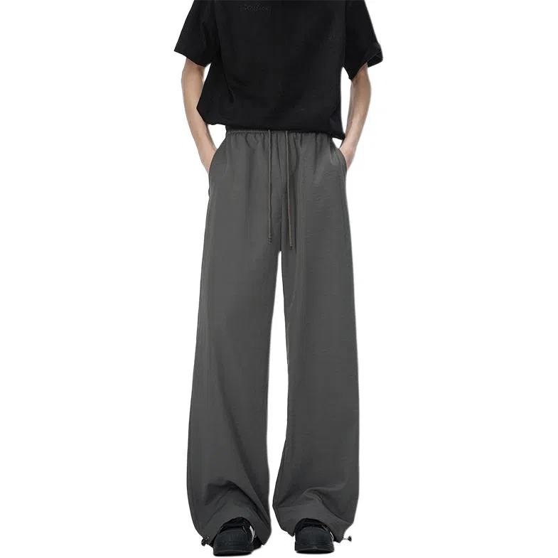 顶峰保罗 美式凉感复古痞帅直筒长裤情侣潮牌薄款宽松简约舒适小众百搭显瘦显高运动休闲裤 男女同款