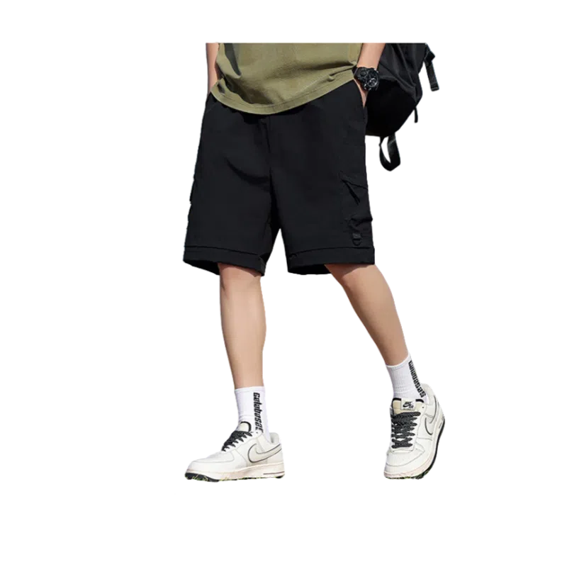 北极绒 时尚舒适潮流裤子运动五分裤薄款宽松户外速干冰丝潮牌休闲短裤 男款