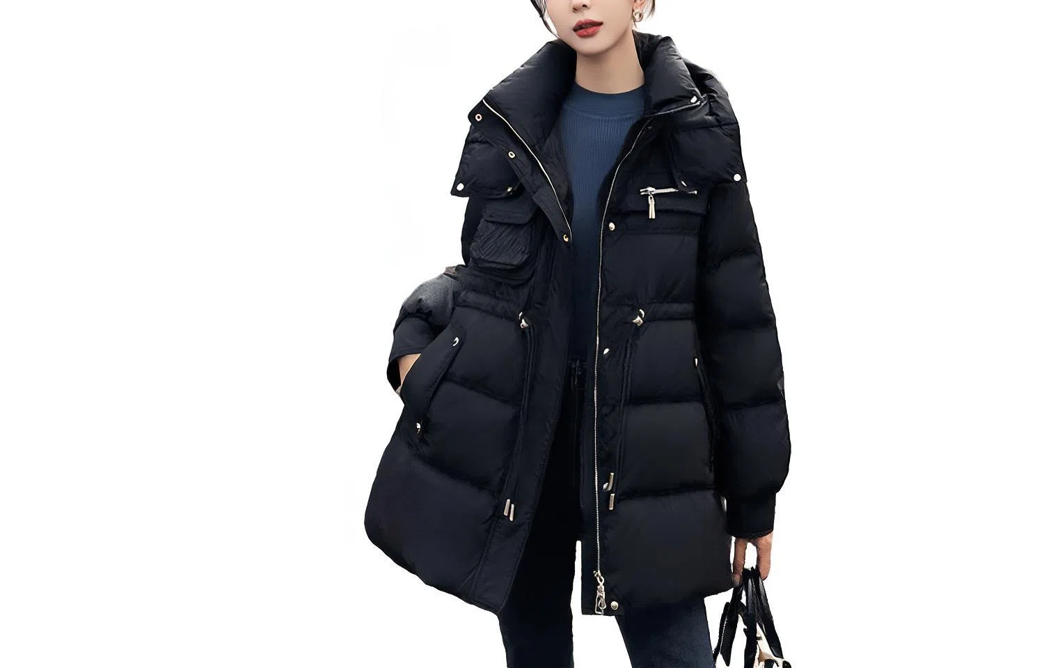 鸭鸭 通勤连帽长袖羽绒服 女款