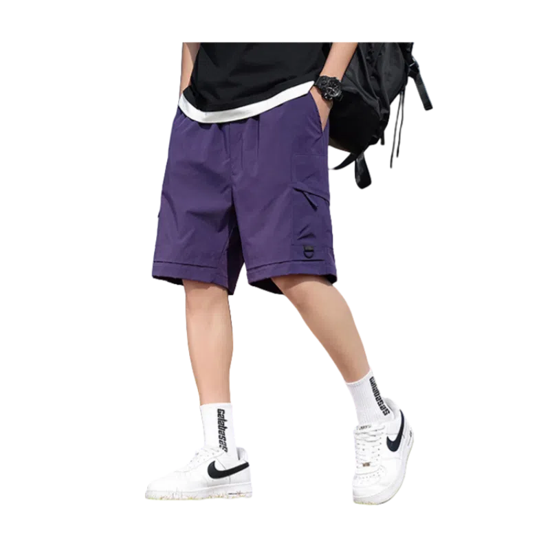 北极绒 时尚舒适潮流裤子运动五分裤薄款宽松户外速干冰丝潮牌休闲短裤 男款