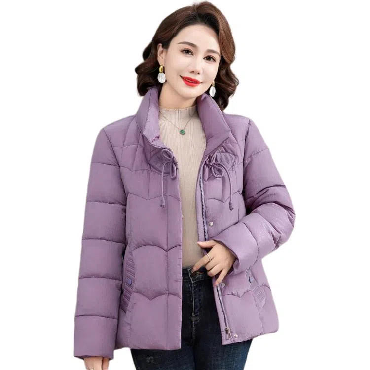 雅鹿 纯色立领拉链长袖加厚羽绒服 女款