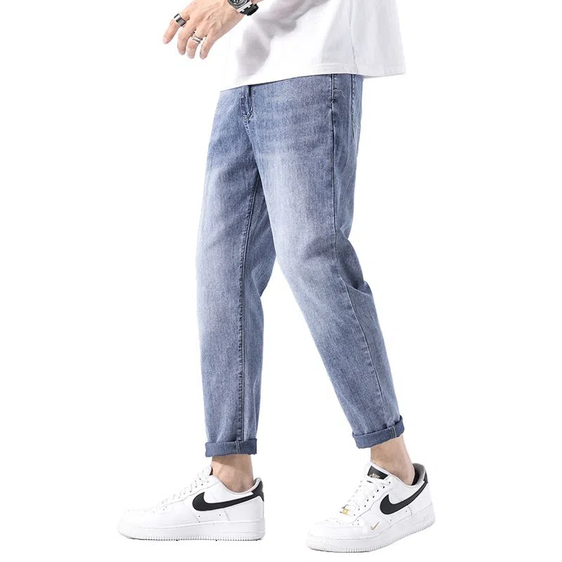 羽浅 九分修身休闲潮牌直筒薄款夏季牛仔裤 男款