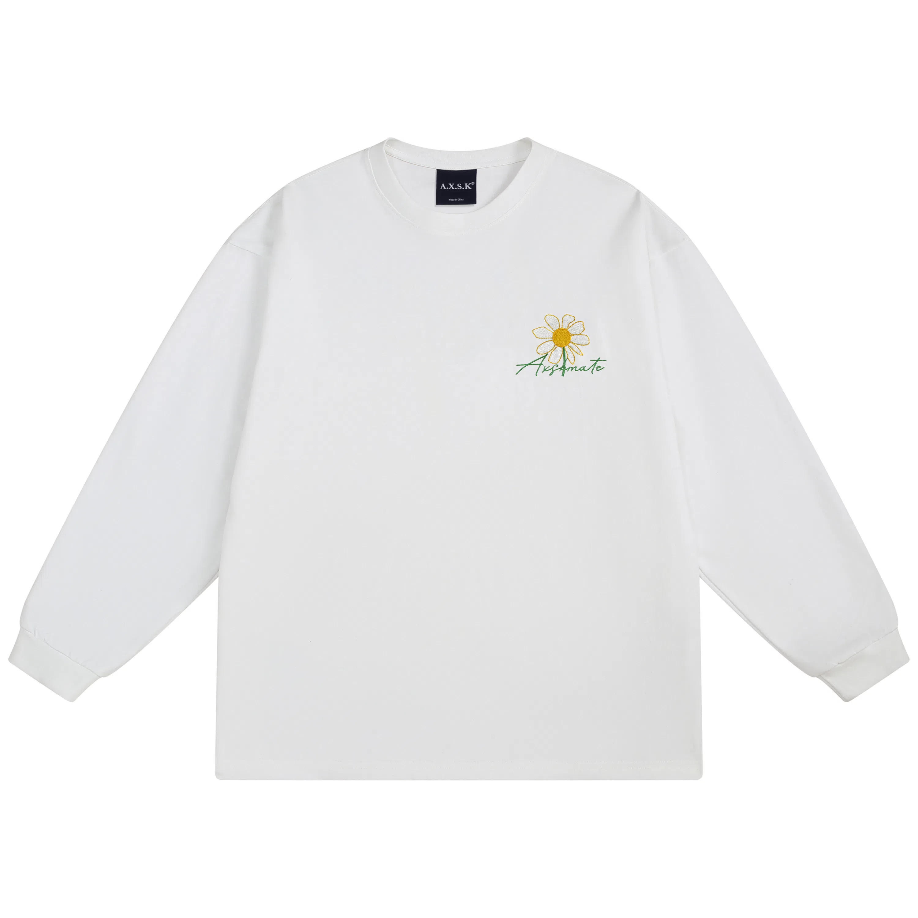 A.X.S.K Embroidered Daisy Long Sleeve Tee