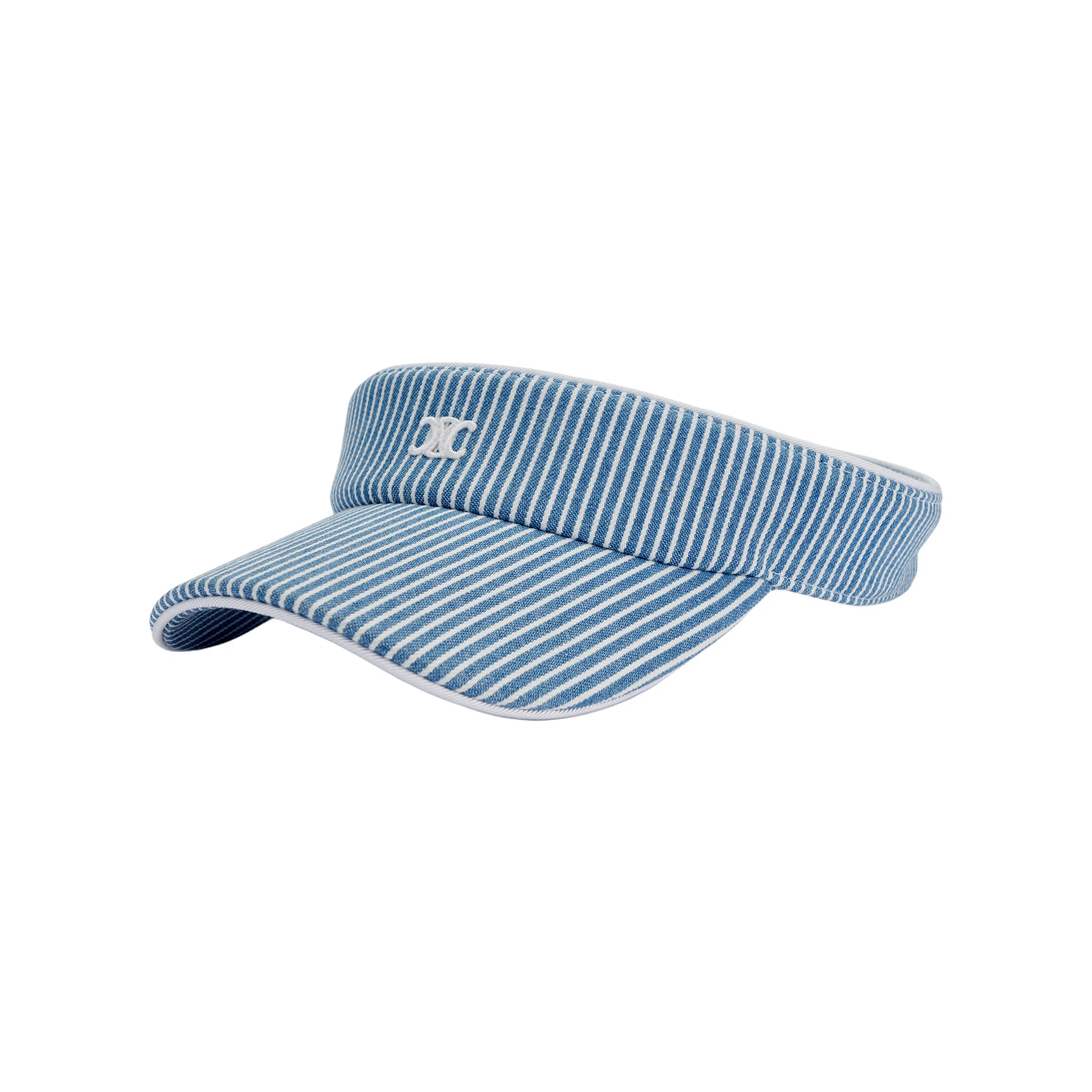 CELINE Denim Stripe Sun Hat Blue