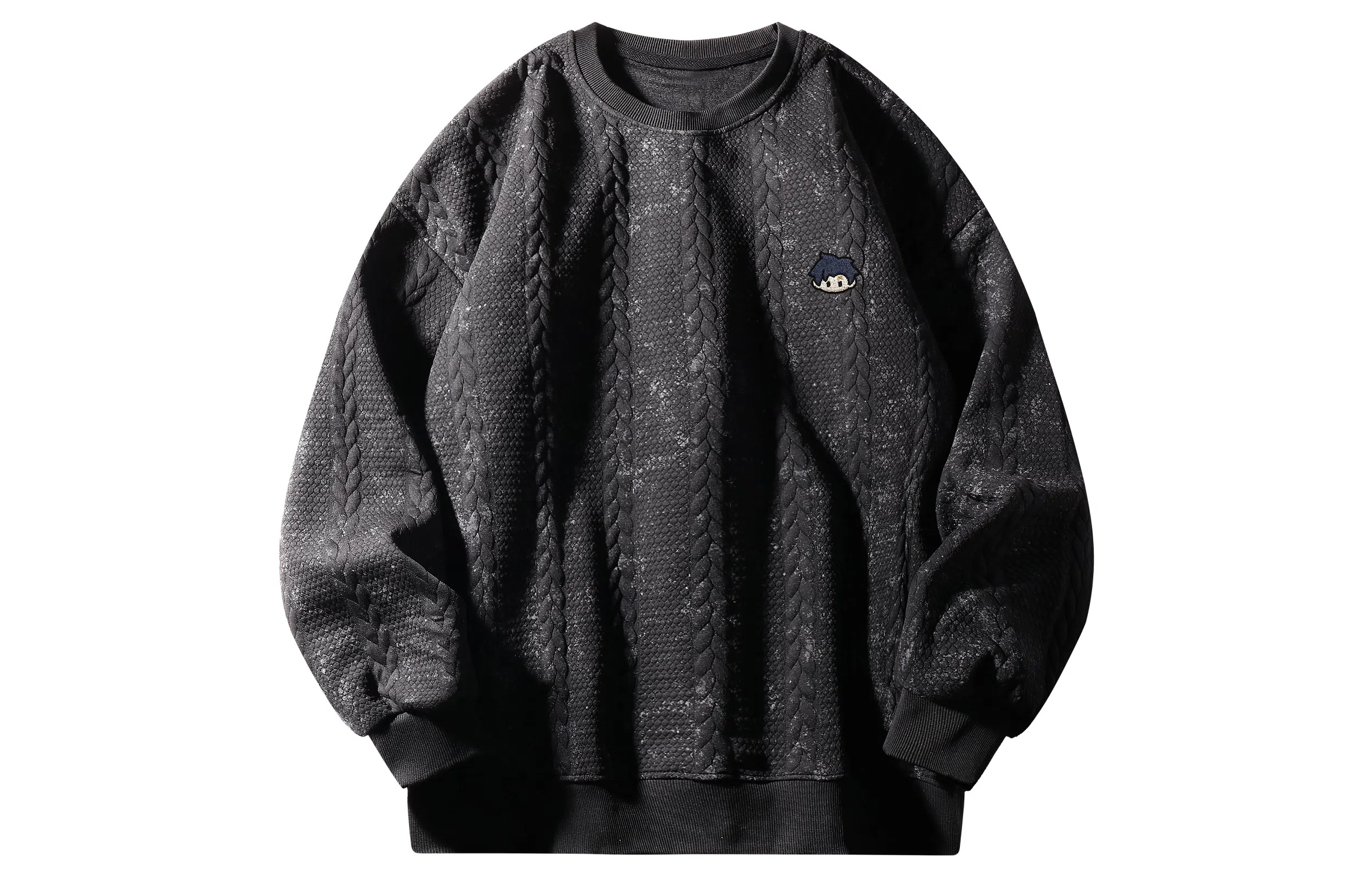 王者荣耀 美式复古扎染提花人物头像圆领肌理感套头外搭内穿舒适百搭长袖针织衫 铠款 男女同款