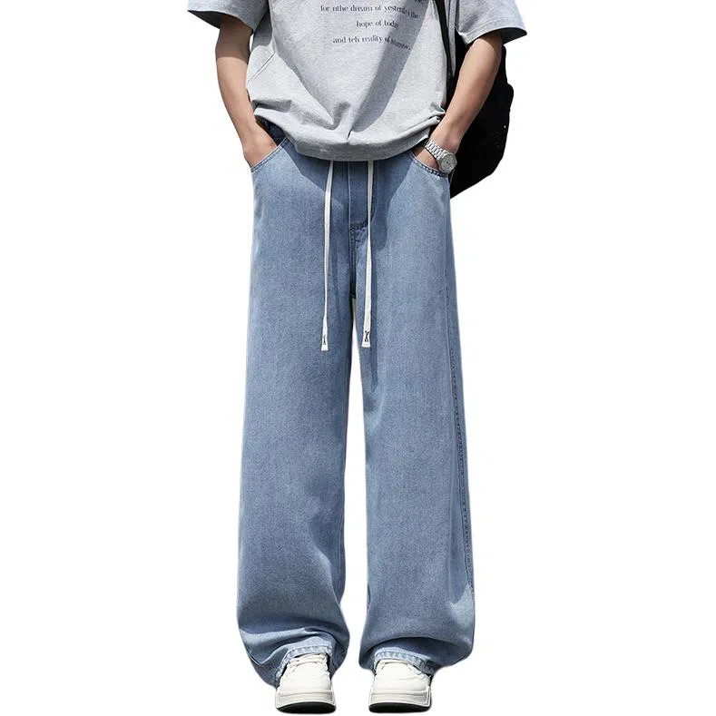 Menin Summer Lightweight Cool Loose Straight Denim Pants