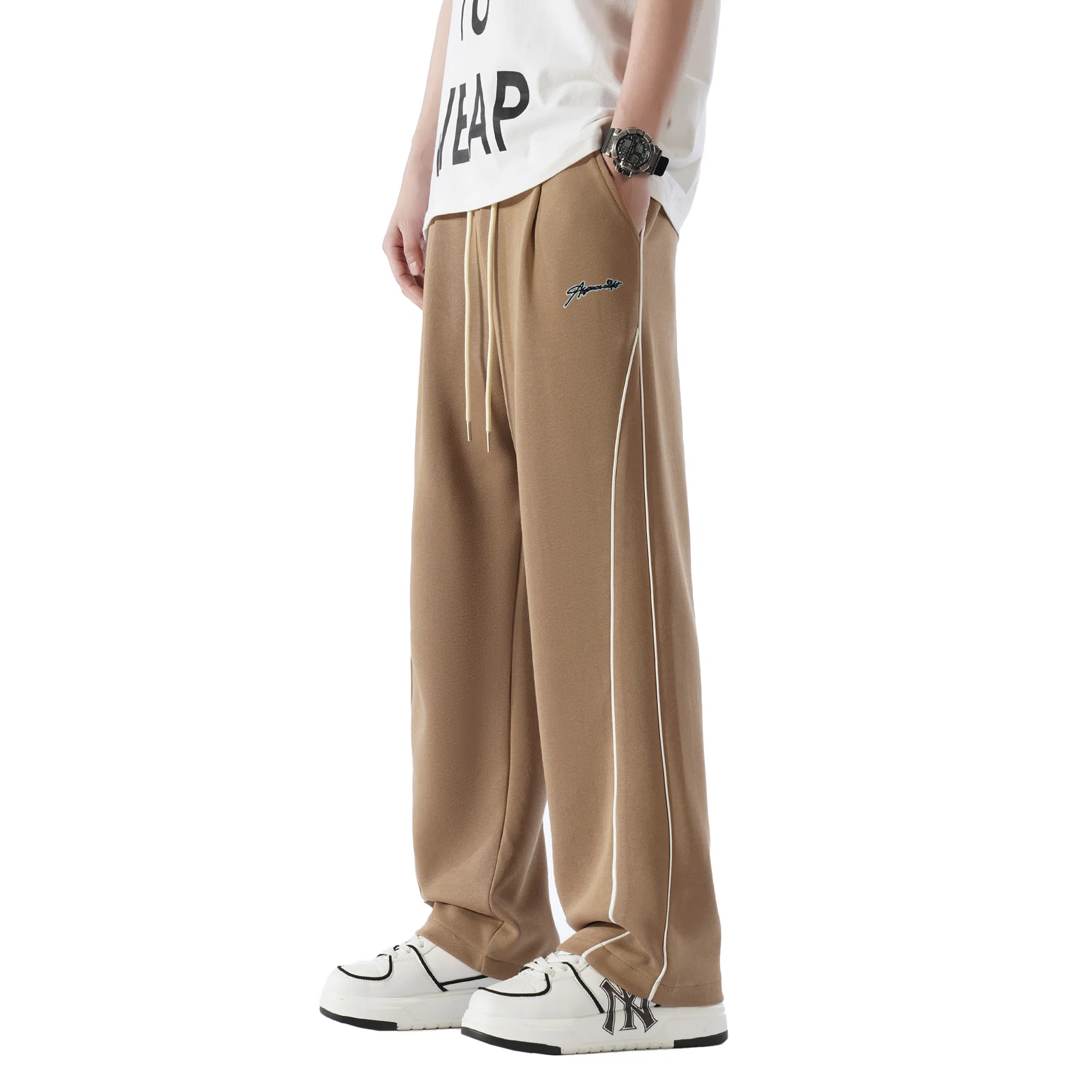 王者荣耀 鲁班七号星空梦想款 美式校园风卫裤户外跑步篮球品牌字母刺绣标系带百搭宽松垂感透气舒适直筒织带休闲裤 男女同款