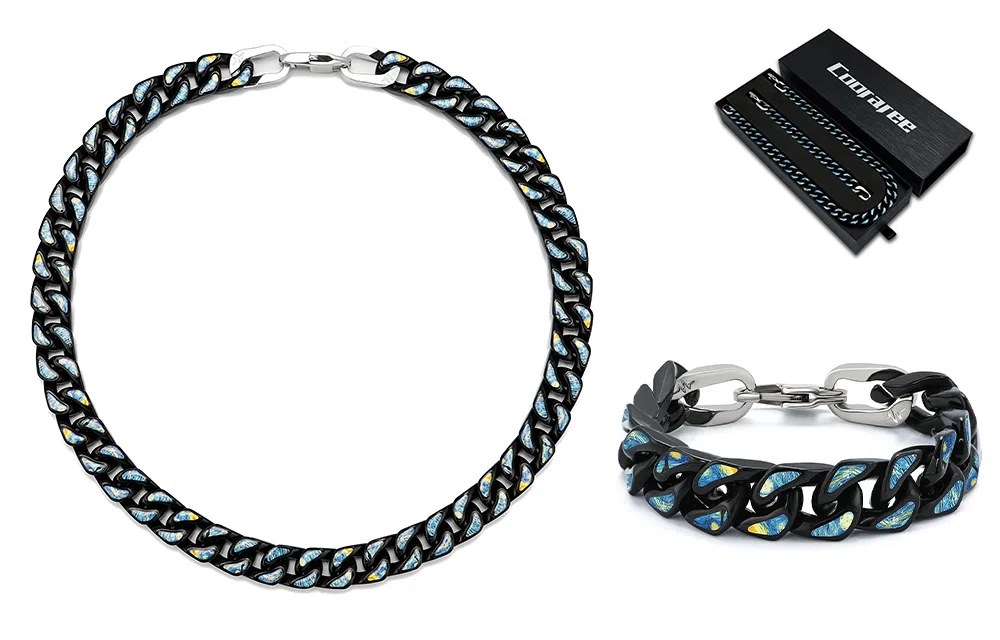 Cooraree Van Gogh Starry Sky Series Cuban Chain Set