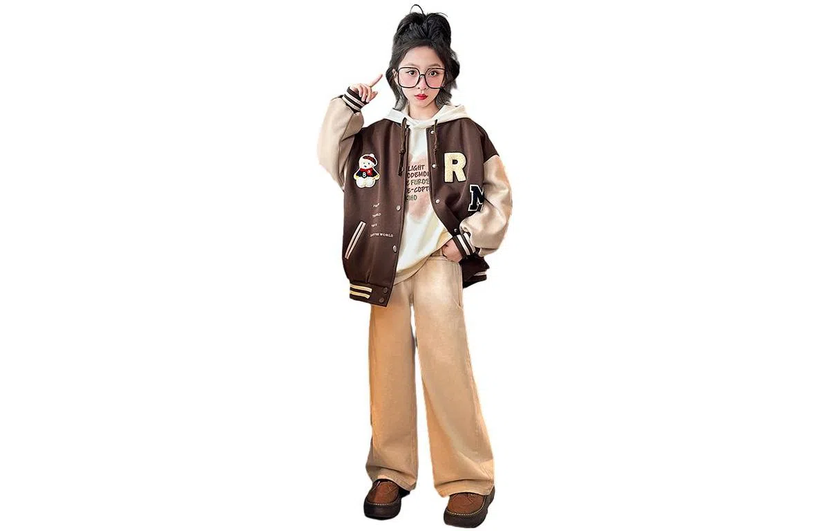 迷乐童堡 童装 休闲宽松露肩棒球服 女童