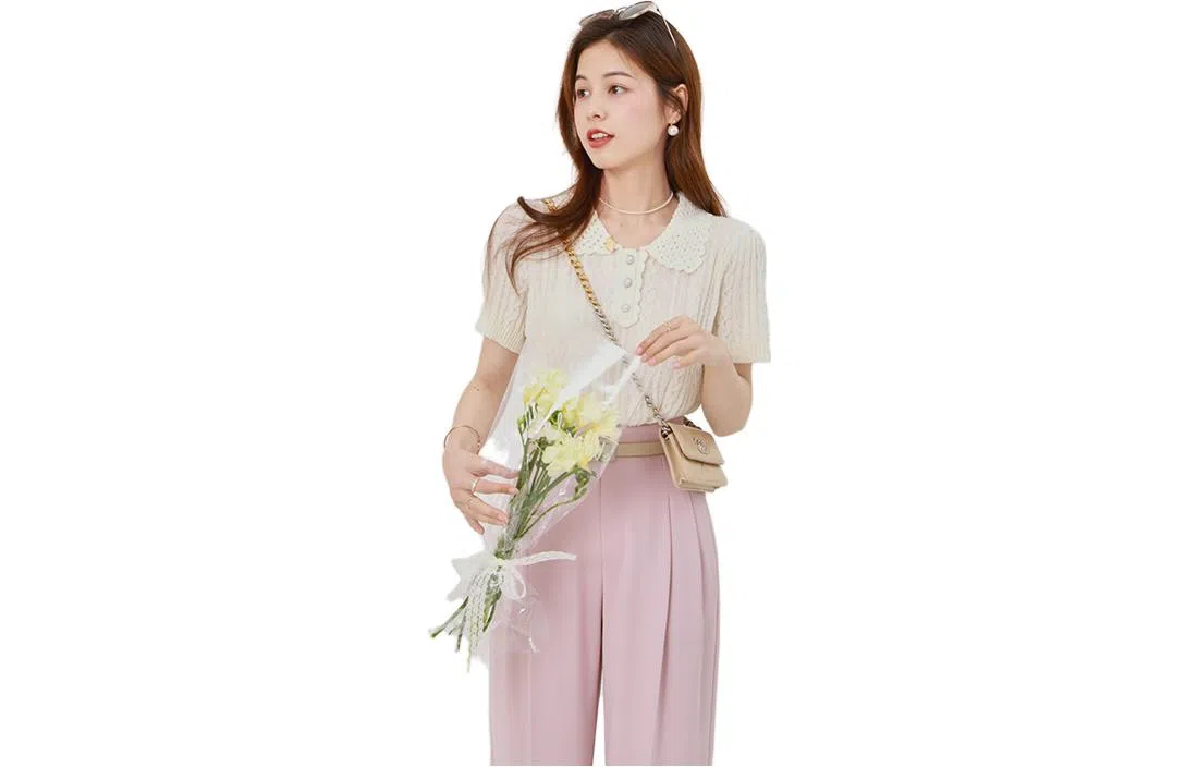 花栗鼠小姐 纯色高腰休闲裤 女款