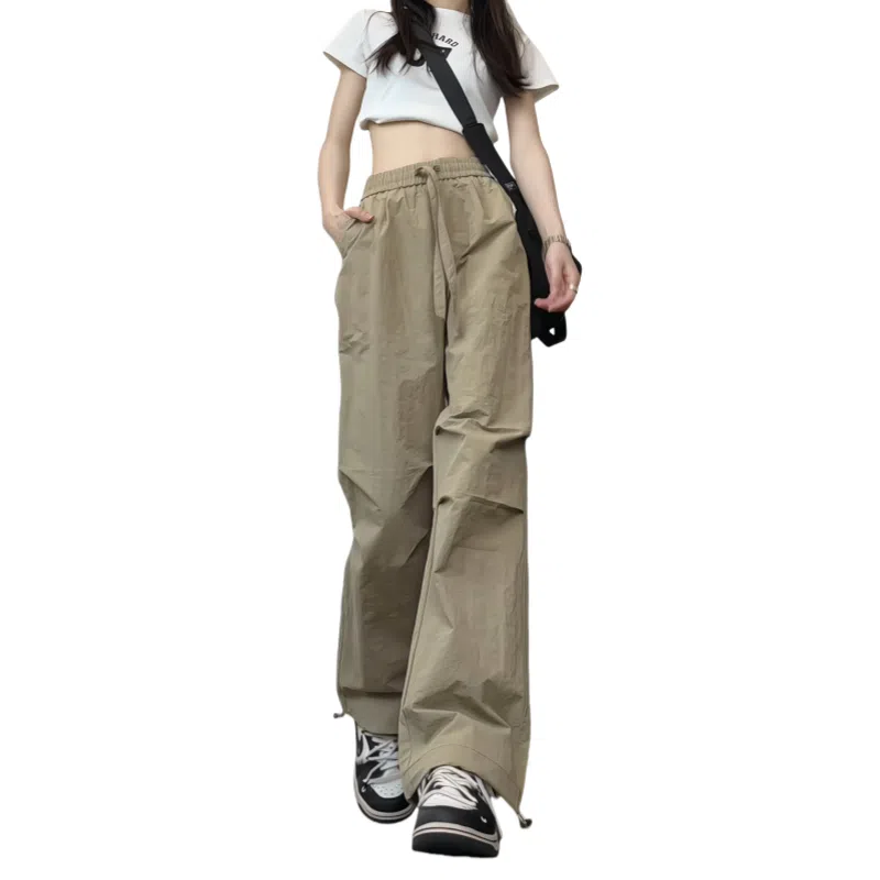 欧迪芬 褶皱伞兵工装裤薄款美式速干裤直筒休闲裤 女款