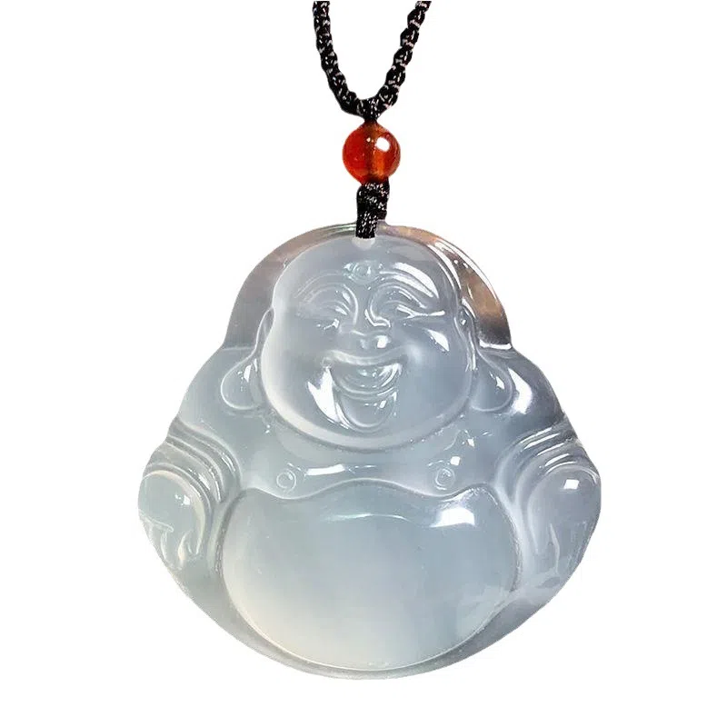 聆听花开 新中式弥勒小佛吊坠 挂坠佛公好运 玉髓 玉石项链 男女同款情侣款