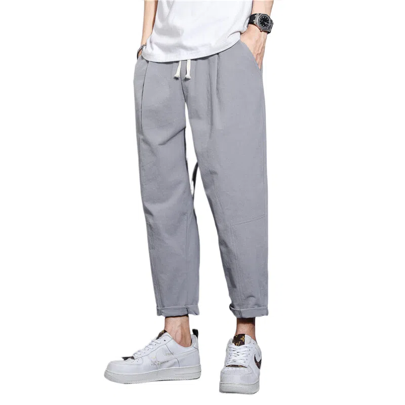 玉儿恋 薄款潮流运动百搭宽松九分休闲裤 男款