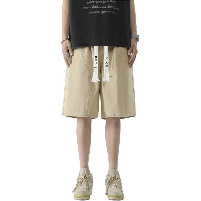 独驰 春季简约亲肤垂感柔顺铆钉设计工装休闲短裤 男女同款