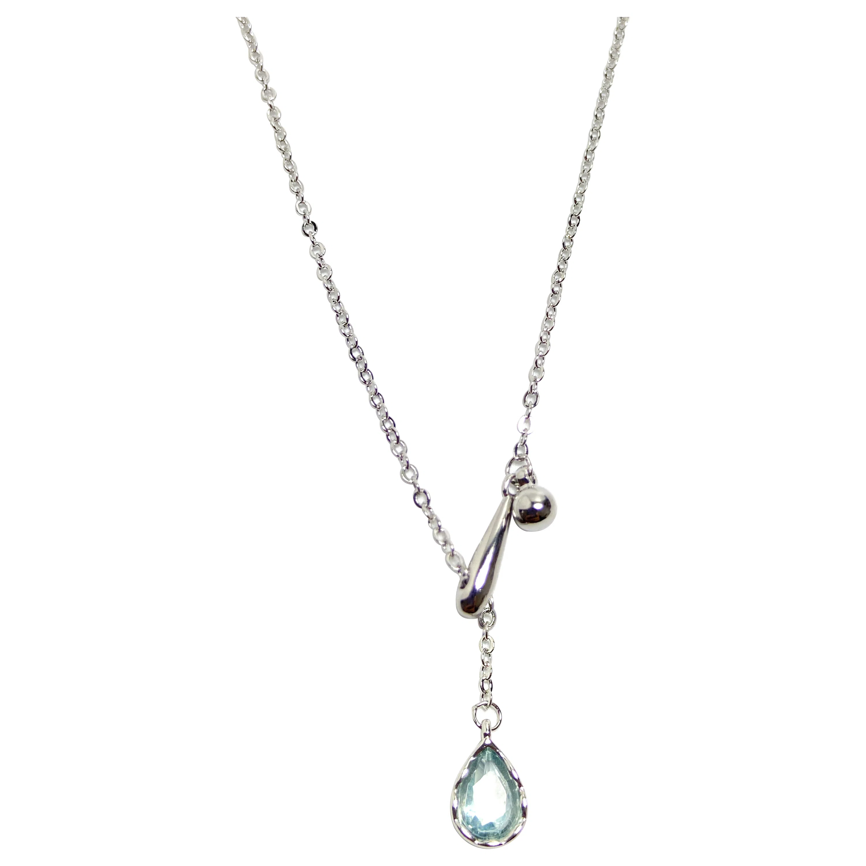 Erxi Ocean Tear Necklace Blue Crystal