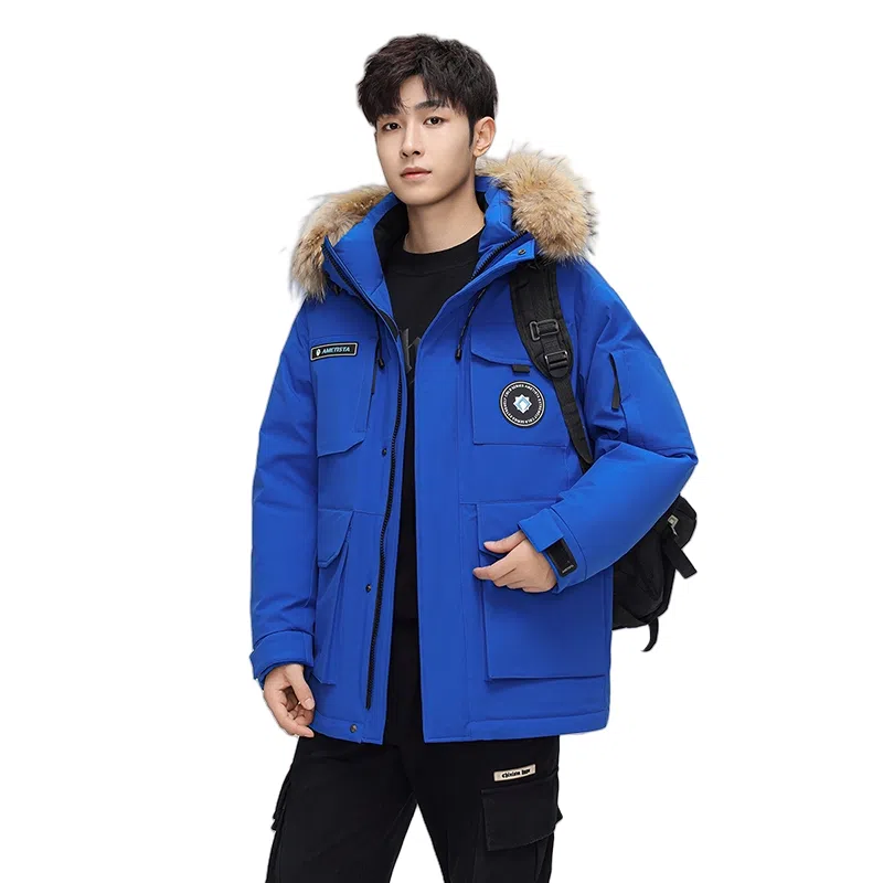 鸭鸭 蓝钻系列 中青年时尚韩版休闲百搭连帽宽松户外运动防寒保暖中长款羽绒服 男女同款