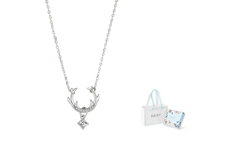 DAISY BEAUTY Deer Antler 925 Silver Necklace