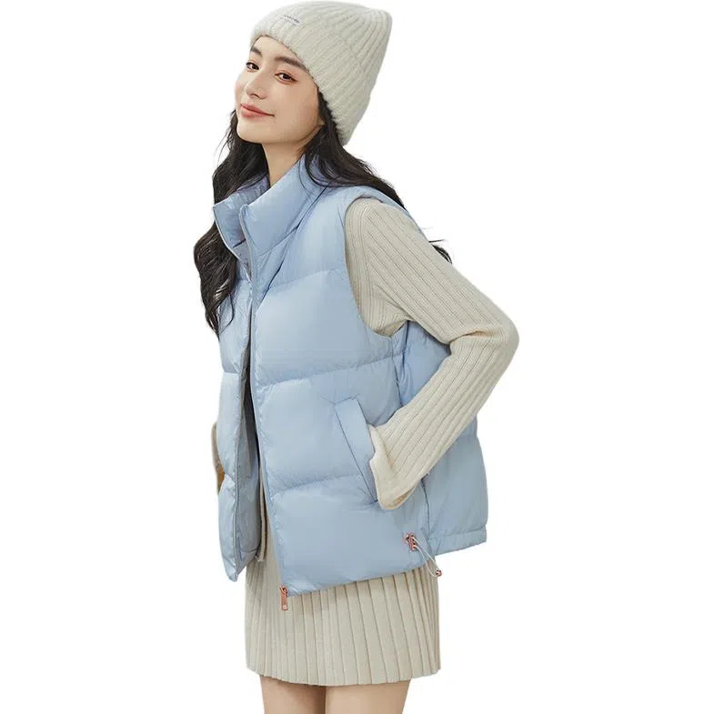 鸭鸭 拉链纯色短款马甲 女款