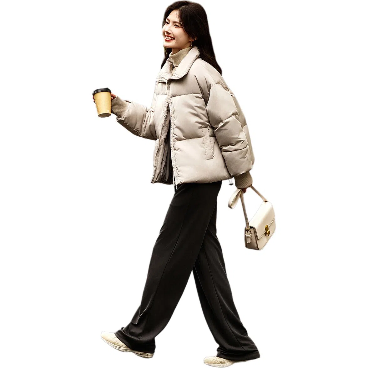 【dme】 基础纯色简约立领显高短款棉服 女款