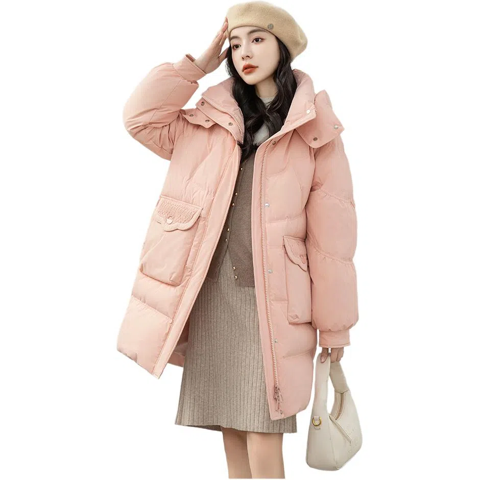 鸭鸭 时尚百搭连帽纯色加厚羽绒服 女款