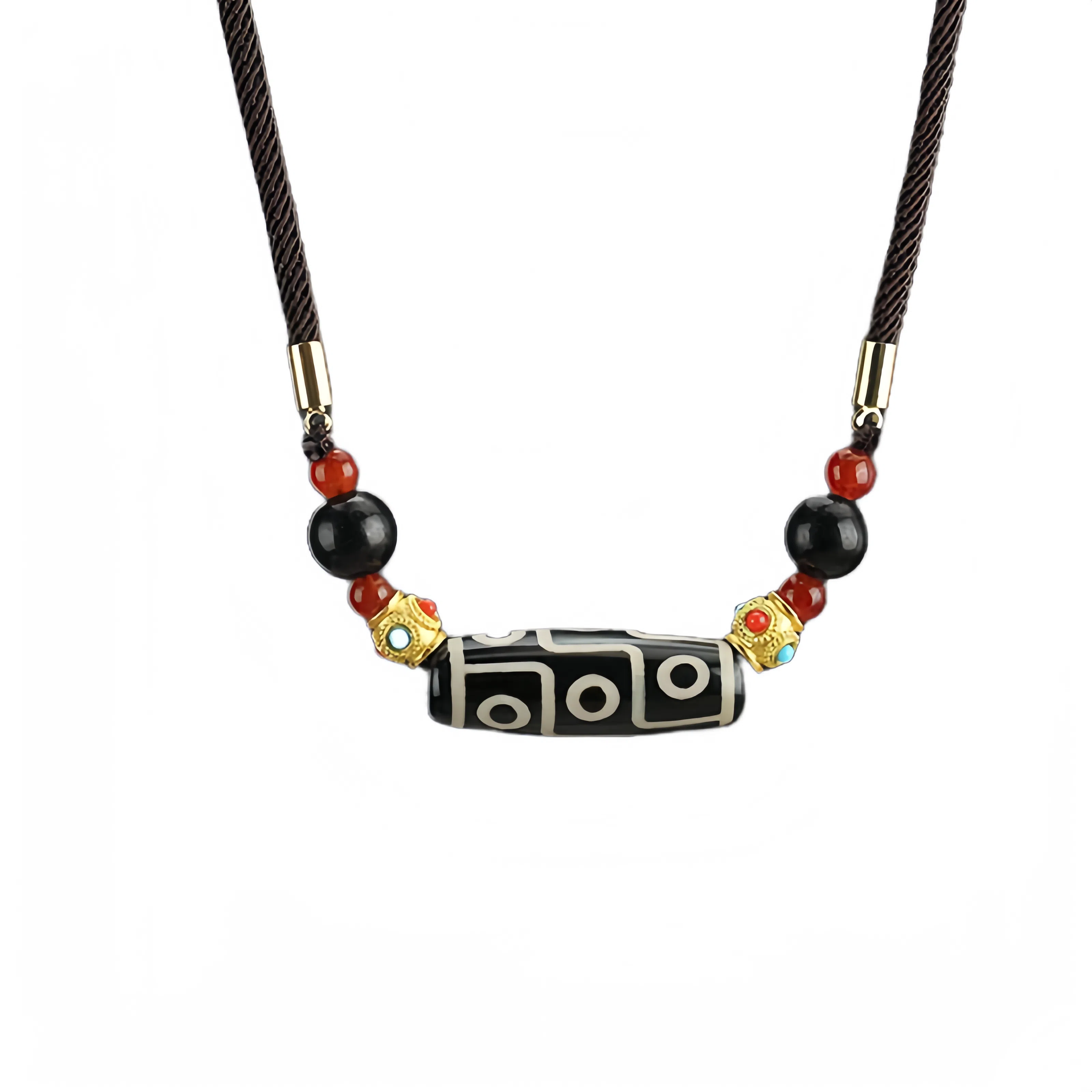 七小匠 新中式 国潮 国风 小众设计 简约 高级轻奢设计感 藏式天珠 玛瑙 玉石项链 男女同款情侣款