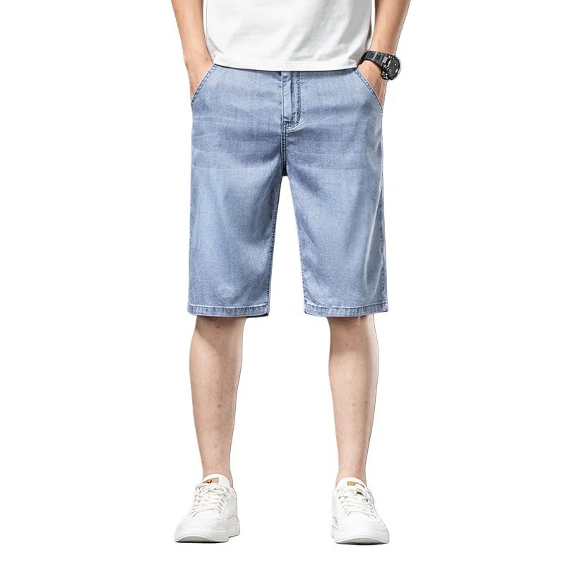 【dme】 直筒百搭时尚纯色宽松中腰休闲七分牛仔短裤 男女同款