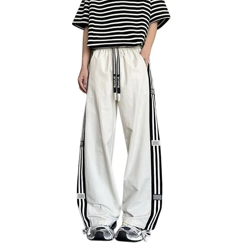 颂希尔 潮牌纯色美式高街宽松阔腿休闲裤 男女同款