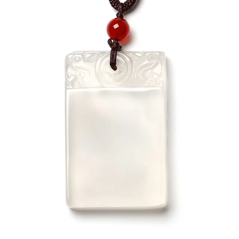 阿梵尼 玉坠无事牌古风玉平安玉牌 玉髓 项链 男女同款情侣款