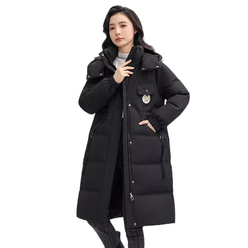 鸭鸭 纯色简约百搭加厚中长款羽绒服 女款