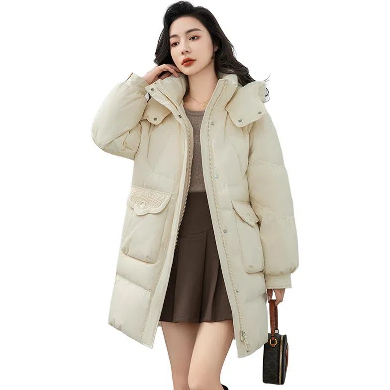 鸭鸭 时尚百搭连帽纯色加厚羽绒服 女款