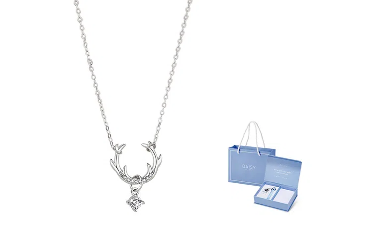 DAISY BEAUTY Deer Antler 925 Silver Necklace