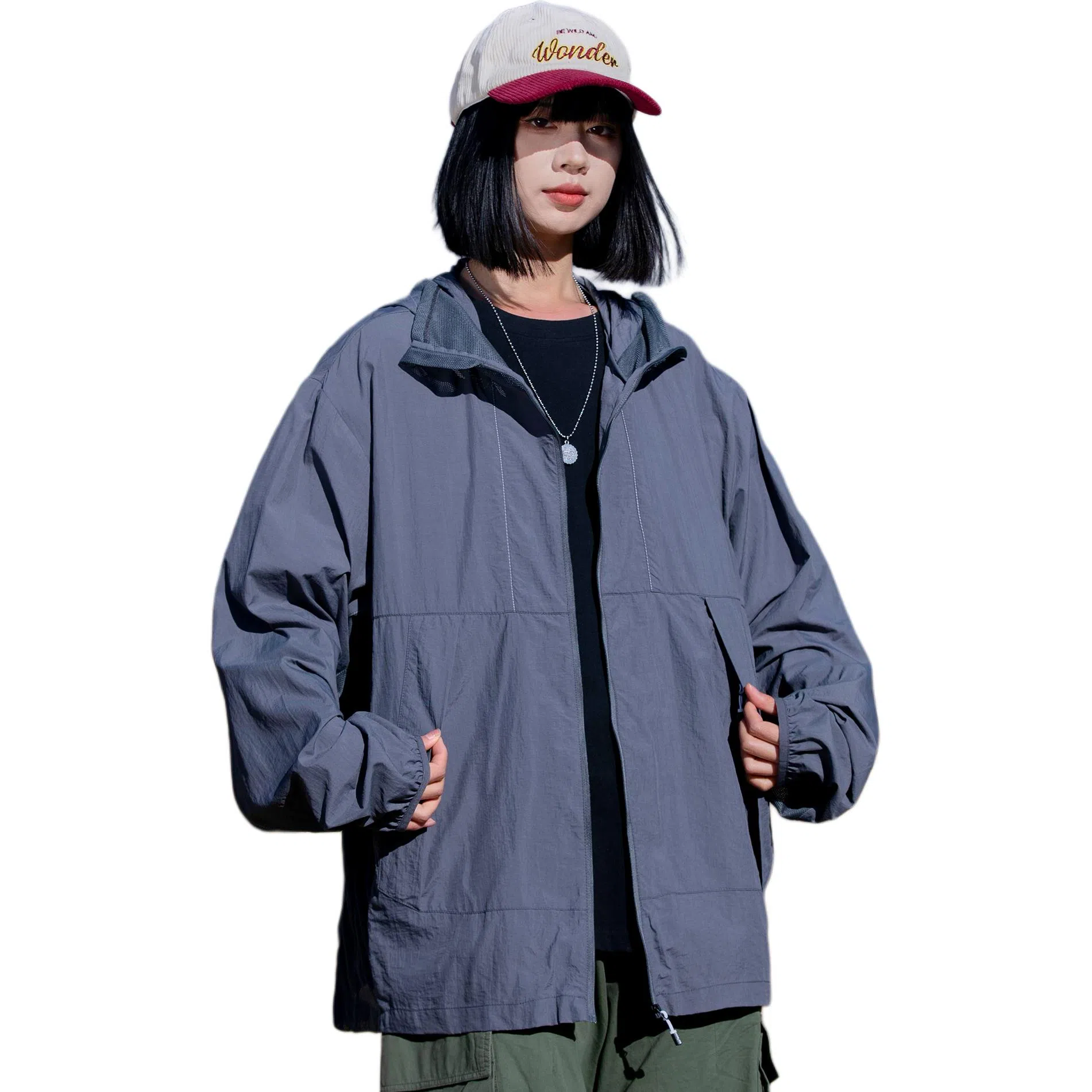 黑恐龙 夏季潮牌个性简约连帽皮肤衣休闲百搭宽松透气柔软轻薄亲肤户外出行运动防晒服 男女同款