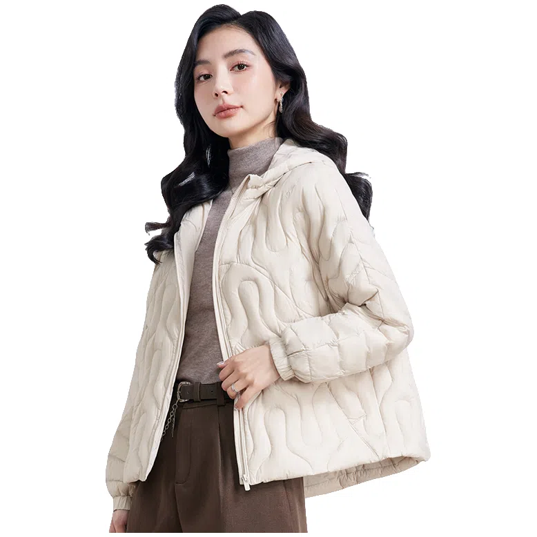 鸭鸭 轻薄连帽休闲通勤时尚百搭韩版短款羽绒服 女款